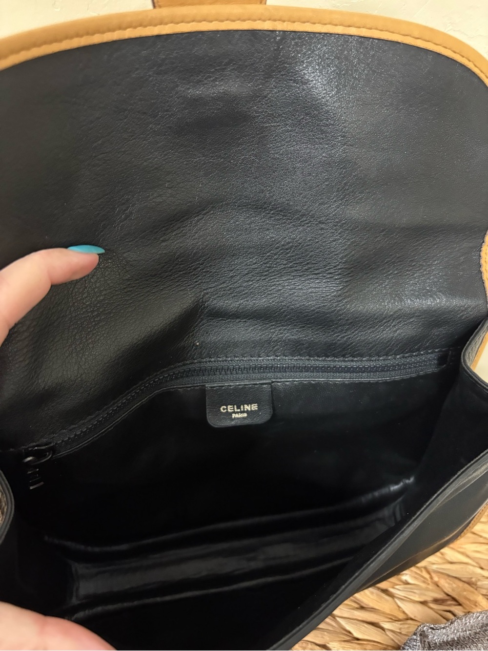 Vintage Celine Leather Crossbody Bag in Black and Tan - Picture 3 of 6